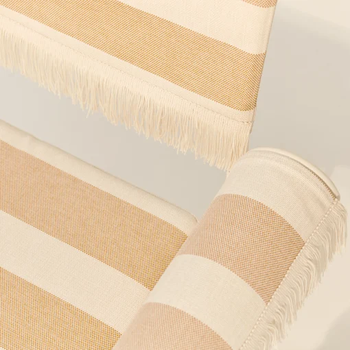 Gubi Sessel Tropique Textil Beige / Mit Fransen - Stoff / Mategot, Wiederauflage Der 50Er - Rosa Beige - Weis Sale