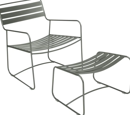 Fermob Set Sessel & Fusstutze Surprising Lounger Metall Grun Grau - Rosmarin Discount