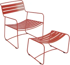 Fermob Set Sessel & Fusstutze Surprising Lounger Metall Rot Ensemble Sessel + Fusablage - Mohnblume Cheap