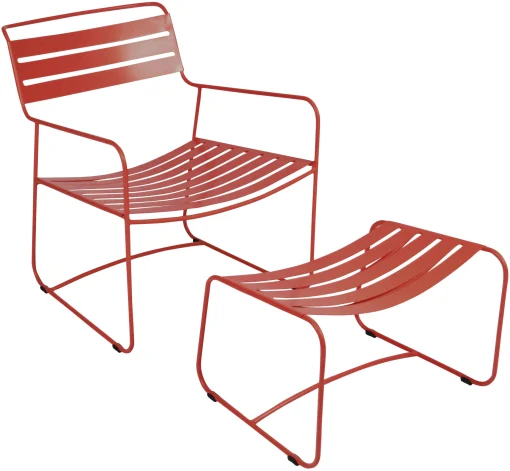 Fermob Set Sessel & Fusstutze Surprising Lounger Metall Rot Ensemble Sessel + Fusablage - Mohnblume Cheap