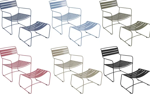 Fermob Set Sessel & Fusstutze Surprising Lounger Metall Rot Ensemble Sessel + Fusablage - Mohnblume Cheap