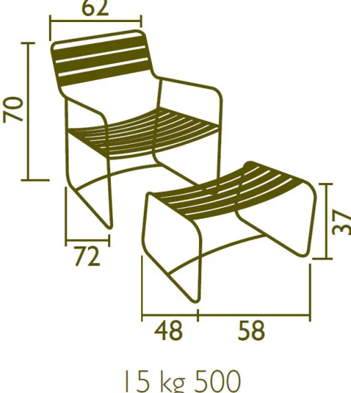 Fermob Set Sessel & Fusstutze Surprising Lounger Metall Rot Ensemble Sessel + Fusablage - Mohnblume Cheap