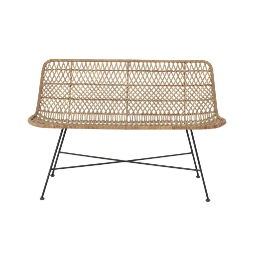 Bloomingville Sitzbank Hallie Faser Beige Holz Natur / L 120 Cm - Rattan - Rattan Natur - Schwarz Best Sale