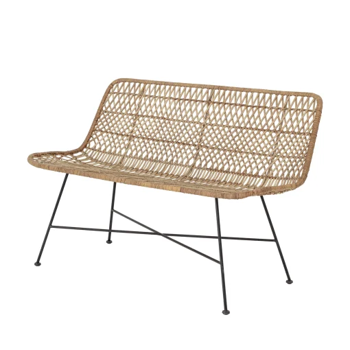 Bloomingville Sitzbank Hallie Faser Beige Holz Natur / L 120 Cm - Rattan - Rattan Natur - Schwarz Best Sale