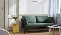 Hay Sofa Can Metall Textil Grun / 2-Sitzer -  Stoffgewebe - Dunkelgrun - Schwarz Hot