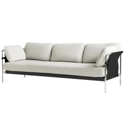 Hay Sofa Can Textil Weis Grau / Dreisitzer - Stoffgewebe - Grauweis - Verchromt New