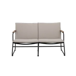 Bloomingville Sofa Hampton Textil Beige / L 127 Cm - Seil, Metall & Stoff - Beige - Holz - Schwarz Fashion