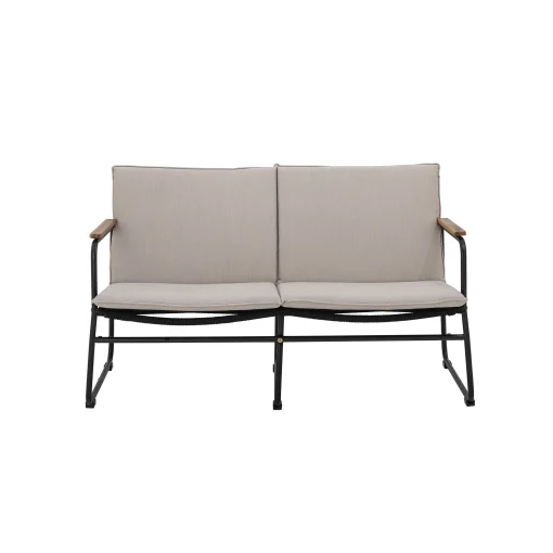 Bloomingville Sofa Hampton Textil Beige / L 127 Cm - Seil, Metall & Stoff - Beige - Holz - Schwarz Fashion