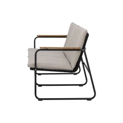 Bloomingville Sofa Hampton Textil Beige / L 127 Cm - Seil, Metall & Stoff - Beige - Holz - Schwarz Fashion