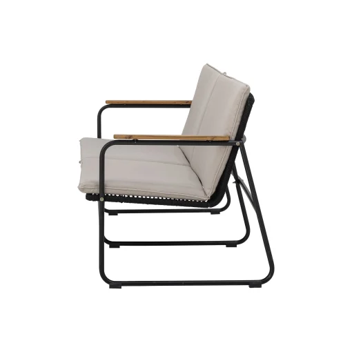 Bloomingville Sofa Hampton Textil Beige / L 127 Cm - Seil, Metall & Stoff - Beige - Holz - Schwarz Fashion