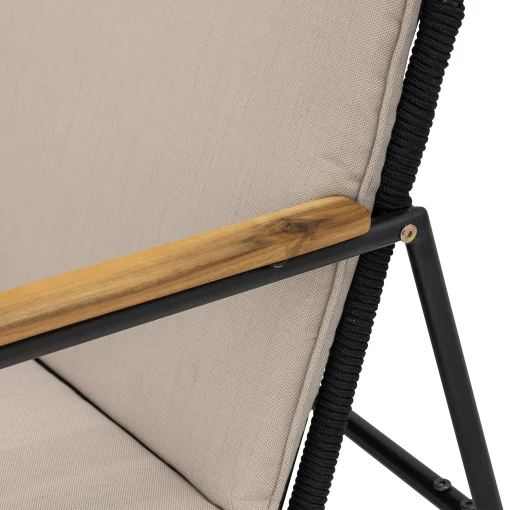Bloomingville Sofa Hampton Textil Beige / L 127 Cm - Seil, Metall & Stoff - Beige - Holz - Schwarz Fashion