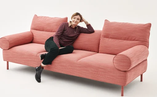 Hay Sofa Pandarine Textil/ L 255 Cm / Rollenformige Feste Armlehnen - Ruckenlehne Verstellbar - Rosa Store