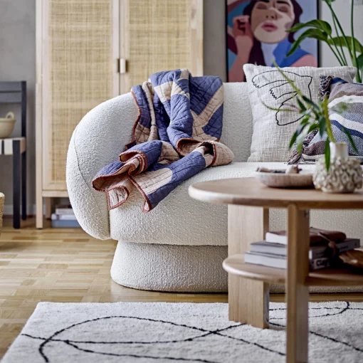 Bloomingville Sofa Ted Textil/ Boucle-Stoff - L 160 Cm - Weis Store