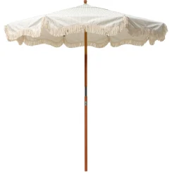 BUSINESS & PLEASURE Sonnenschirm The Market Textil Holz Weis Grun Beige / O 210 Cm - - Bambus - Salbeigrun - Weis Discount