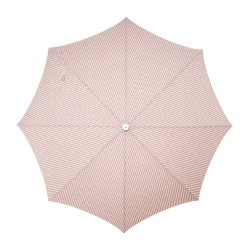 BUSINESS & PLEASURE Sonnenschirm The Premium Beach Textil Holz Rosa / O 180 Cm - Schragstellbar - Holz Natur - Rosa - Weis New