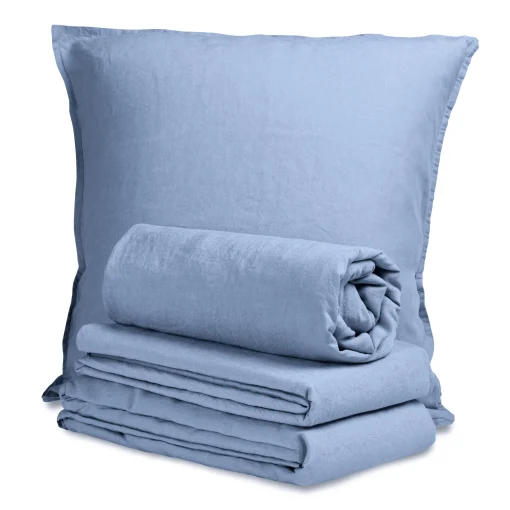 Au Printemps Paris Spannbetttuch 140 X 200 Cm  Textil Blau / 140 X 200 Cm - Leinen Gewaschen - Himmelblau Fashion