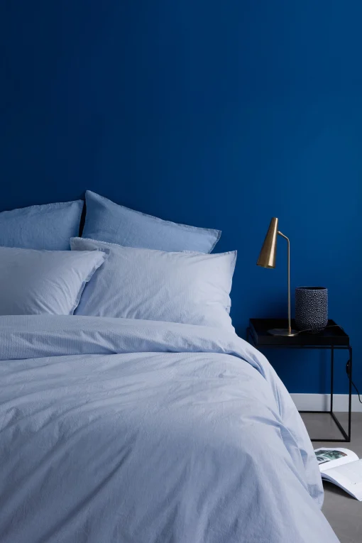Au Printemps Paris Spannbetttuch 140 X 190 Cm  Textil Blau / 140 X 190 Cm - Baumwoll-Perkal Gewaschen - Blau Gestreift Cheap