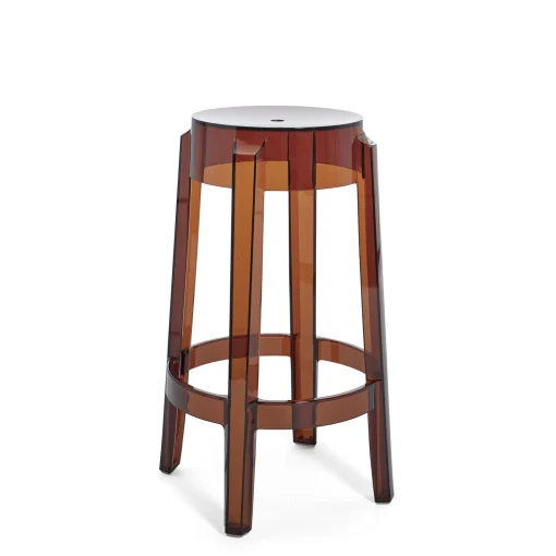 Kartell Stapelbarer Barhocker Charles Ghost Plastikmaterial Orange Braun / H 65 Cm - Polycarbonat - Amber Discount