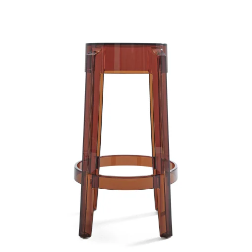 Kartell Stapelbarer Barhocker Charles Ghost Plastikmaterial Orange Braun / H 65 Cm - Polycarbonat - Amber Discount