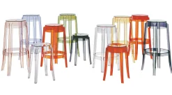 Kartell Stapelbarer Barhocker Charles Ghost Plastikmaterial Transparent 65 Cm - Kristall Discount