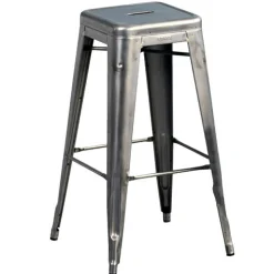 Tolix Stapelbarer Barhocker H Indoor Metall Lackierter Rohstahl - H 75 Cm - Rohstahl/ Glanzlackiert Best