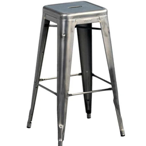Tolix Stapelbarer Barhocker H Indoor Metall Lackierter Rohstahl - H 75 Cm - Rohstahl/ Glanzlackiert Best