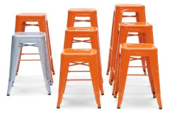 Tolix Stapelbarer Barhocker H Indoor Metall Lackierter Rohstahl - H 75 Cm - Rohstahl/ Glanzlackiert Best