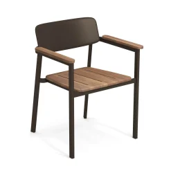 Emu Stapelbarer Sessel Shine Holz Holz Natur Metall / Sitzflache & Armlehnen Teakholz - Bronze - Teak Best