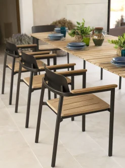 Emu Stapelbarer Sessel Shine Holz Holz Natur Metall / Sitzflache & Armlehnen Teakholz - Bronze - Teak Best