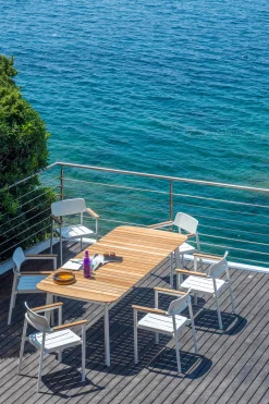 Emu Stapelbarer Sessel Shine Metall Weis - Teak - Weis Outlet
