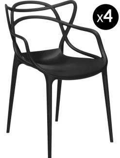 Kartell Stapelbarer Stuhl Masters Plastikmaterial4-Er Set - Schwarz Cheap
