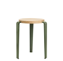 TIPTOE Stappelbarer Hocker Lou Metall Grun Holz Natur / H 45 Cm - Stahl & Eiche - Eiche Natur - Rosmaringrun Best