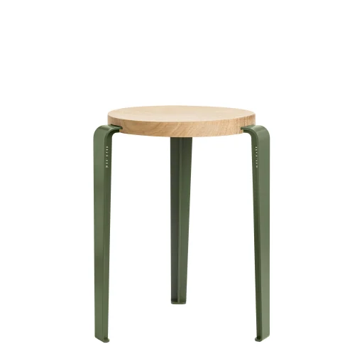 TIPTOE Stappelbarer Hocker Lou Metall Grun Holz Natur / H 45 Cm - Stahl & Eiche - Eiche Natur - Rosmaringrun Best