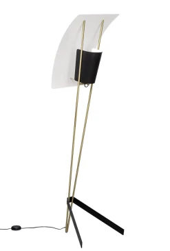 Pierre Guariche Stehleuchte G30 Metall Weis Schwarz Gold / Re-Edition 1958, - Messing Geburstet - Schwarz - Weis Outlet