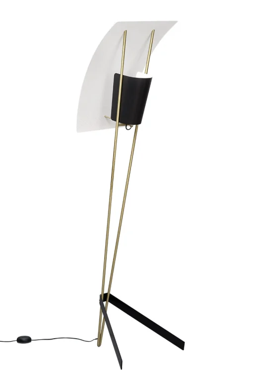Pierre Guariche Stehleuchte G30 Metall Weis Schwarz Gold / Re-Edition 1958, - Messing Geburstet - Schwarz - Weis Outlet