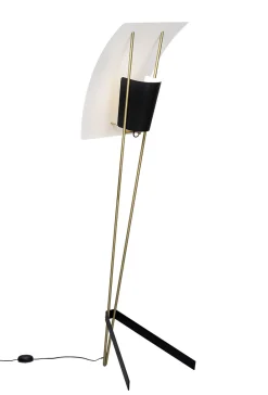 Pierre Guariche Stehleuchte G30 Metall Weis Schwarz Gold / Re-Edition 1958, - Messing Geburstet - Schwarz - Weis Outlet