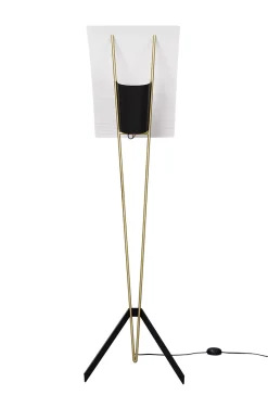 Pierre Guariche Stehleuchte G30 Metall Weis Schwarz Gold / Re-Edition 1958, - Messing Geburstet - Schwarz - Weis Outlet