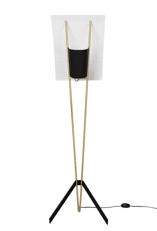 Pierre Guariche Stehleuchte G30 Metall Weis Schwarz Gold / Re-Edition 1958, - Messing Geburstet - Schwarz - Weis Outlet