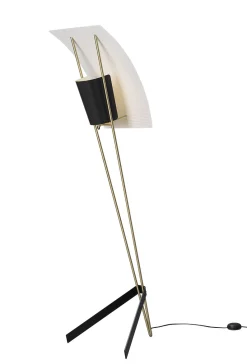 Pierre Guariche Stehleuchte G30 Metall Weis Schwarz Gold / Re-Edition 1958, - Messing Geburstet - Schwarz - Weis Outlet