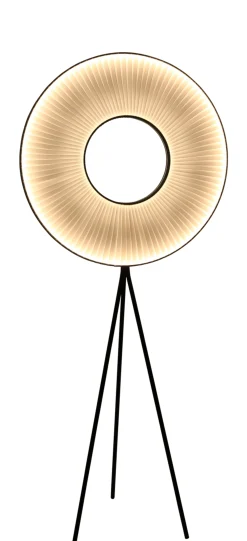 Dix Heures Dix Stehleuchte Iris Metall Textil Weis Beige Led / H 165 Cm - Weiser Stoff & Beidseitige Beleuchtung - Schwarz - Weis Clearance