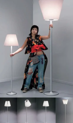 Artemide Stehleuchte Melampo Terra Metall Textil - Grau Clearance
