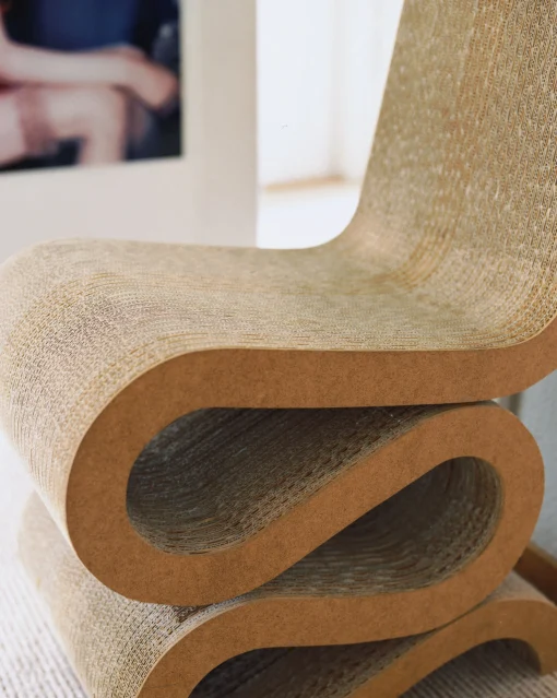 Vitra Stuhl Wiggle Side Chair Papierfaser Braun / By Frank Gehry, 1972 - Pappe - Natur Online