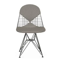Vitra Stuhl Wire Chair Dkr Metall Textil Schwarz / Gepolstert - By Charles & Ray Eames, 1951 - Schwarz - Weis New