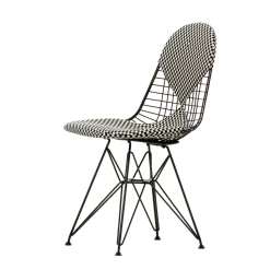 Vitra Stuhl Wire Chair Dkr Metall Textil Schwarz / Gepolstert - By Charles & Ray Eames, 1951 - Schwarz - Weis New