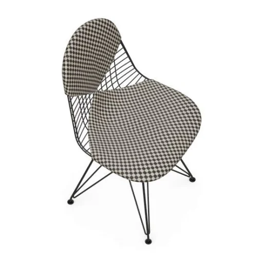 Vitra Stuhl Wire Chair Dkr Metall Textil Schwarz / Gepolstert - By Charles & Ray Eames, 1951 - Schwarz - Weis New