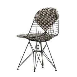Vitra Stuhl Wire Chair Dkr Metall Textil Schwarz / Gepolstert - By Charles & Ray Eames, 1951 - Schwarz - Weis New