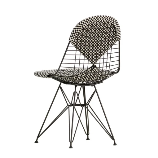 Vitra Stuhl Wire Chair Dkr Metall Textil Schwarz / Gepolstert - By Charles & Ray Eames, 1951 - Schwarz - Weis New