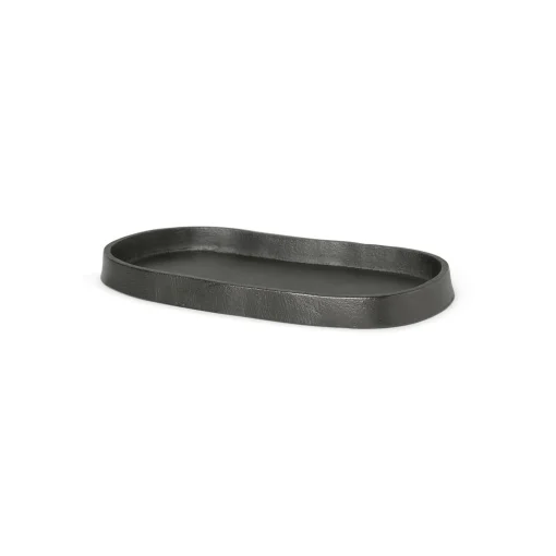 Ferm Living Tablett Yama Metall/ Oval - 19 X 9,5 Cm -  Recyceltes Aluminium - Schwarz Hot