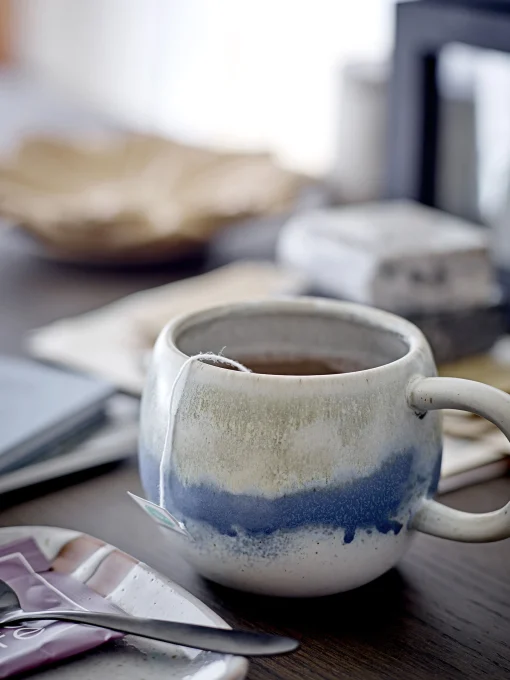 Bloomingville Tasse Elia Keramik Grun / Keramik - O 11 X H 8,5 Cm - Blaugrun - Weis Cheap