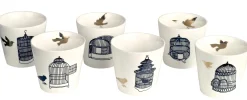 Pols Potten Tasse Freedom Birds Keramik Weis / 6Er-Set - Gold - Schwarz Cheap